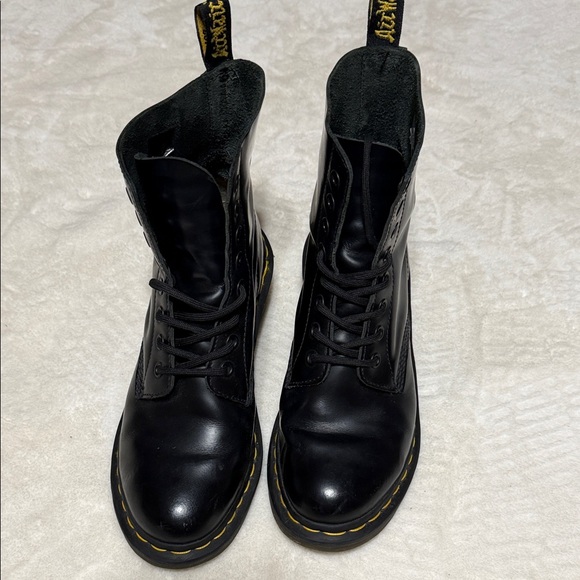 Dr. Martens Shoes - Dr. Martens Clemency Black Heeled Lace up Boots Smooth Leather Size 7